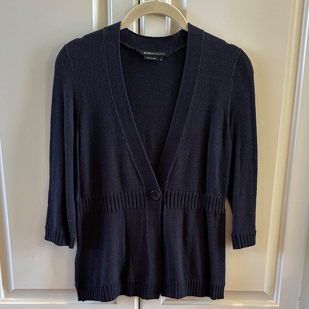 BCBGMaxAzria Navy Cardigan Sweater medium one button